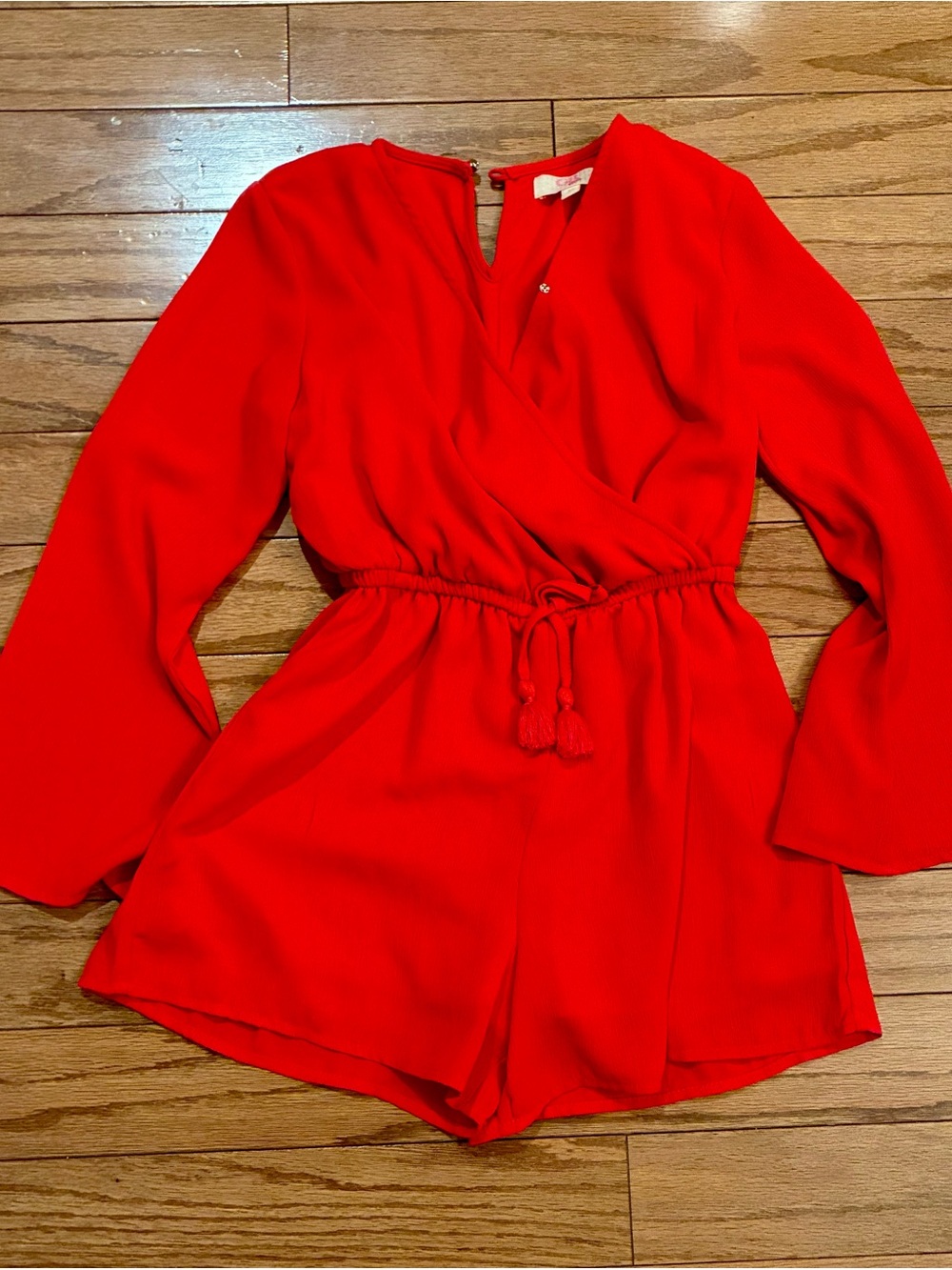 GB girls Red Long-Sleeve Romper